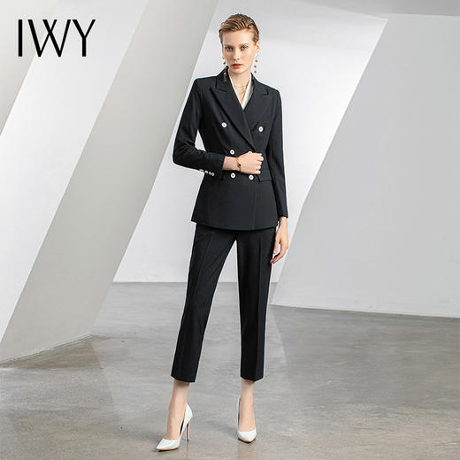 IWY/黑色高端职业西装套装女白领通勤正装工作服修身显瘦 OLC10433+P10433 商品图4