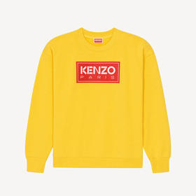 KENZO 高田贤三 女士棉质 KENZO Paris 徽标印花圆领长袖卫衣 黄色 FC62 SW002 4MF 40