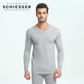 【95%山羊绒+5%羊毛】SCHIESSER 德国舒雅男士 铂雅山羊绒V领保暖单上衣 95/12320Q 批次不同成分颜色略有差异 可点击详情页最下方链接选择配套裤子