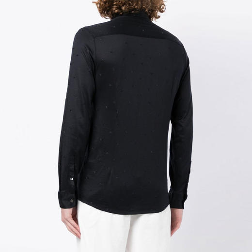 EMPORIO ARMANI 阿玛尼 男士logo刺绣长袖衬衫 黑色 6L1CB3 1JUVZ 0988 商品图2