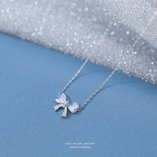 【霜降】S925银爱心蝴蝶结幻彩星空小众设计项链【YXS-	A2659】 商品图3