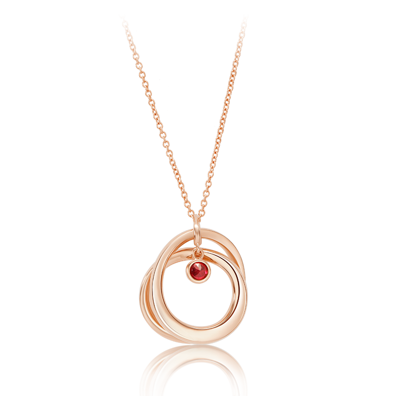 ROSEONLY 玫瑰系列-LOVE ROSE 项链首饰 18K玫瑰金镶红宝镶钻