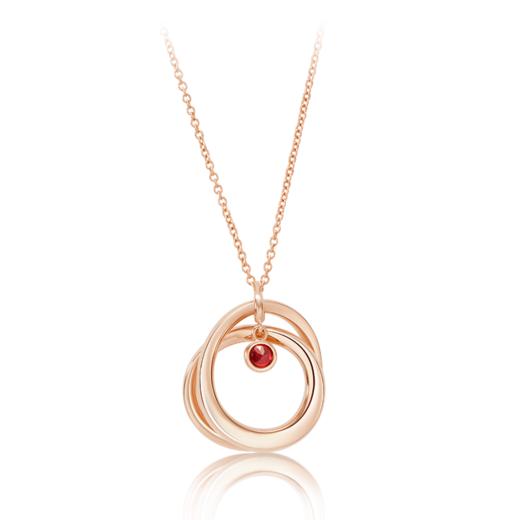 ROSEONLY 玫瑰系列-LOVE ROSE 项链首饰 18K玫瑰金镶红宝镶钻 商品图0