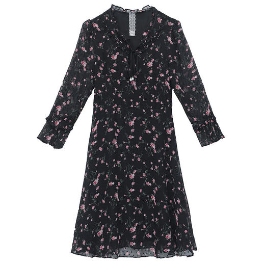 新款妈妈遮肚雪纺裙子气质碎花长袖连衣裙ME-XD11 商品图4