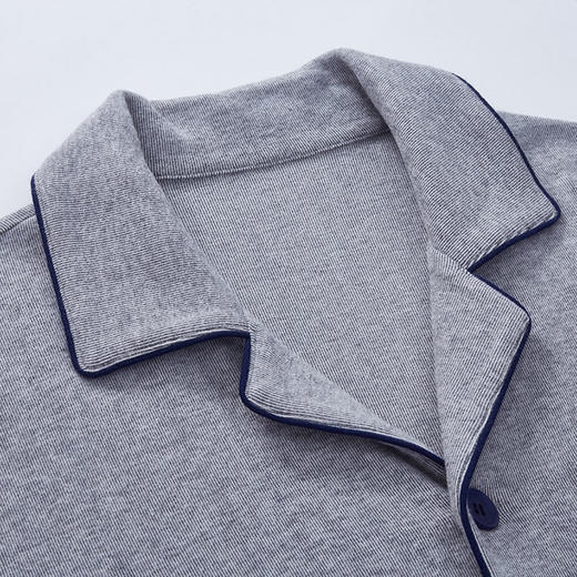 Threegun三枪 【花灰绒】翻领开襟长袖长裤男士家居套家居服-81707D911 商品图2