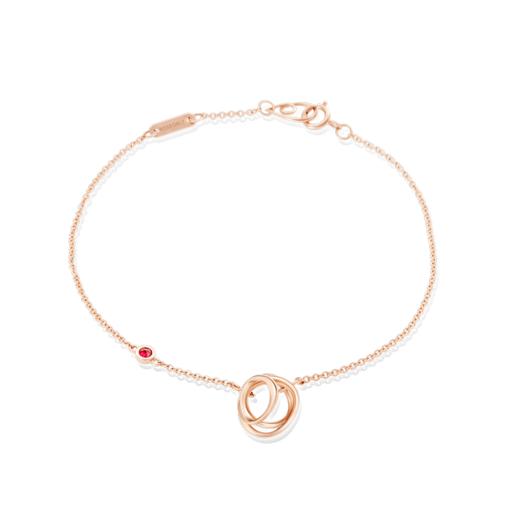 ROSEONLY 玫瑰系列-LOVE ROSE 手链首饰 18K玫瑰金镶红宝 商品图1