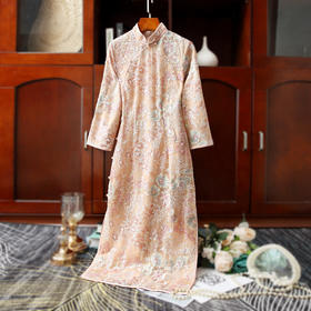 中式立领改良版亮珠片绣花中袖旗袍时尚中国风旗袍裙ZSM-220807