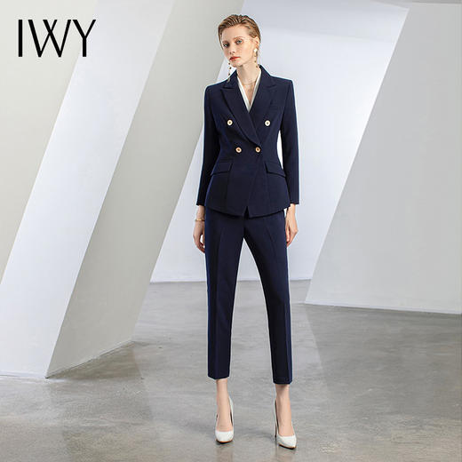 IWY/藏青色职业套装女西装正式服装气质女神范通勤正装高端西服C11355+P11355 商品图2