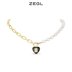ZEGL设计师山茶花系列淡水珍珠项链女轻奢小众OT扣黑色爱心锁骨链