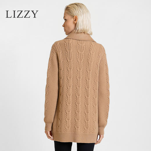 LIZZY 休闲山羊绒美丽诺绵羊毛混纺拼接双排扣短外套7667 商品图6