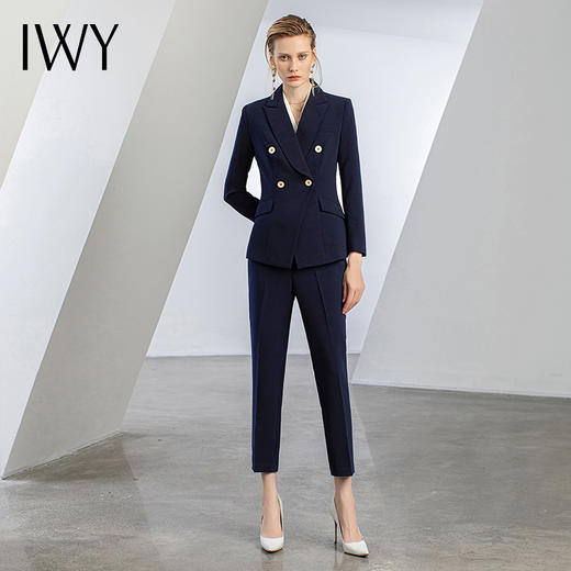 IWY/藏青色职业套装女西装正式服装气质女神范通勤正装高端西服C11355+P11355 商品图5