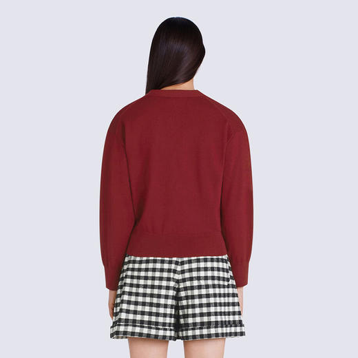 KENZO 高田贤三 女士 TIGER TAIL K系列 刺绣徽标羊毛针织开衫 枣红色 FC62 CA341 3LA 23 商品图2