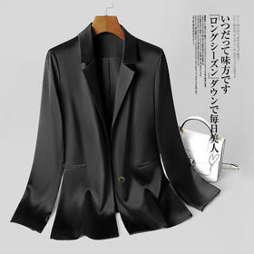 日本jin口三醋酸缎面小众设计师女小西装 丝滑质感真丝OL外套