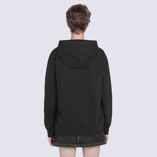 KENZO 高田贤三 女士棉质 TIGER TAIL K 徽标刺绣连帽长袖卫衣 黑色 FC62 SW014 4MF 99J 商品图2