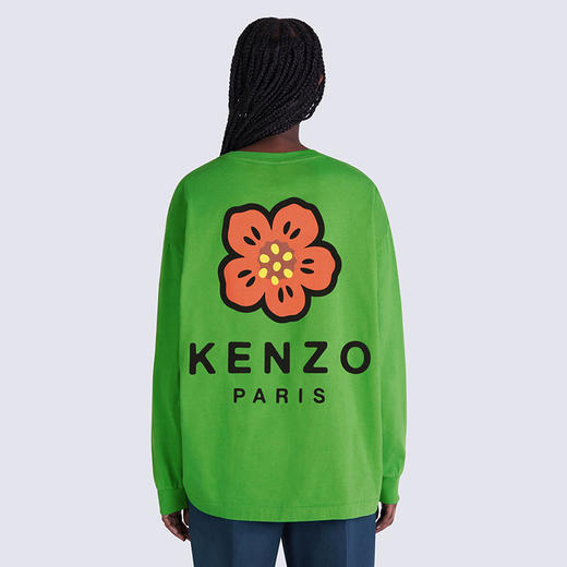 KENZO 高田贤三 女士棉质 BOKE FLOWER系列 徽标印花圆领长袖T恤 绿色 FC62 TS008 4SG 57 商品图2