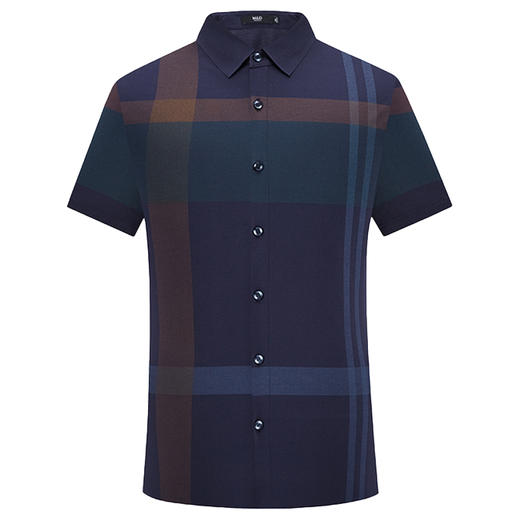 名盾商务男装撞色格纹短袖衬衫男夏季薄款新款透气中青年休闲衬衣 商品图4