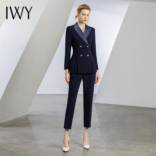 IWY/藏青色职业装两件套修身显瘦白领通勤风正装设计感西服正装C12306+P12306 商品图3