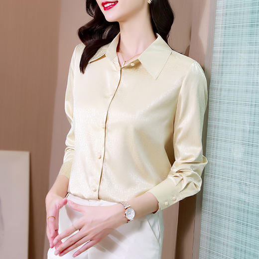MZ9589 欧货重磅仿真丝女2022春秋新款洋气上衣衬衫时尚百搭显瘦长袖衬衣 商品图1