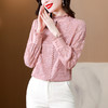 早秋新款，法式甜美粉色木耳领刺绣长袖仿真丝衬衫KQL-3959 商品缩略图2