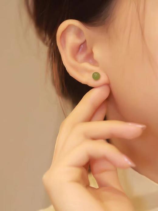 倾尽年华天然碧玉和田玉耳饰小众设计感高级耳环古风耳钉QS 商品图1