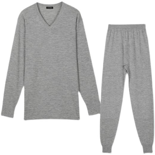 【100%山羊绒】SCHIESSER 德国舒雅黑标铂雅男V领100%山羊绒男士保暖套装95/19358W 商品图4