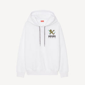 KENZO 高田贤三 女士棉质 TIGER TAIL K 徽标刺绣连帽长袖卫衣 白色 FC62 SW014 4MF 01