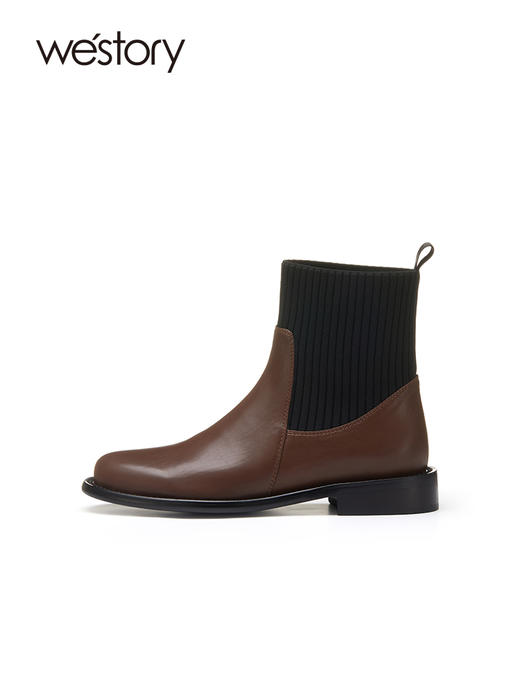 westory2022年秋冬新款百搭通勤短筒低跟不累脚弹力靴袜靴女82271 商品图2