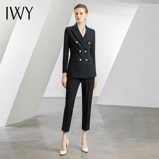 IWY/黑色高端职业西装套装女白领通勤正装工作服修身显瘦 OLC10433+P10433 商品图2