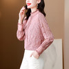早秋新款，法式甜美粉色木耳领刺绣长袖仿真丝衬衫KQL-3959 商品缩略图1