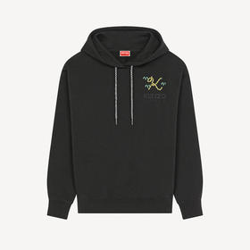 KENZO 高田贤三 女士棉质 TIGER TAIL K 徽标刺绣连帽长袖卫衣 黑色 FC62 SW014 4MF 99J