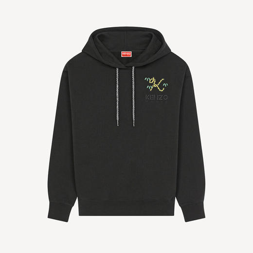 KENZO 高田贤三 女士棉质 TIGER TAIL K 徽标刺绣连帽长袖卫衣 黑色 FC62 SW014 4MF 99J 商品图0
