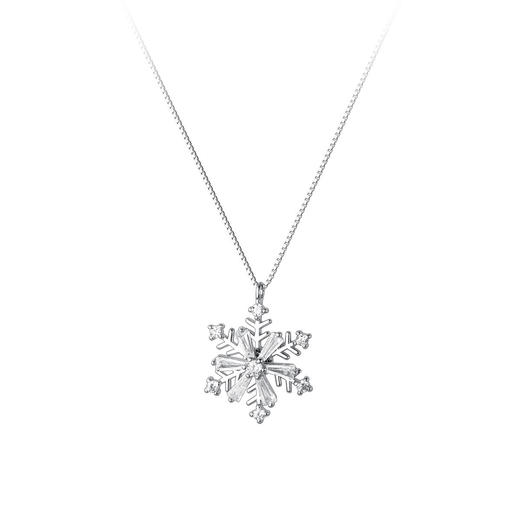 【春雪】S925银镶钻雪花可转动甜美项链【YXS-A2618】 商品图4
