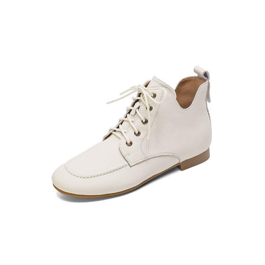 西村名物22年冬新款【经典】率性小白靴V口绑带软皮短靴休闲靴女43781 商品图4