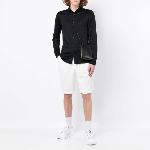 EMPORIO ARMANI 阿玛尼 男士logo刺绣长袖衬衫 黑色 6L1CB3 1JUVZ 0988 商品图3
