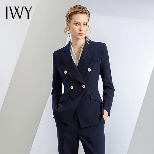 IWY/藏青色职业套装女西装正式服装气质女神范通勤正装高端西服C11355+P11355 商品图0