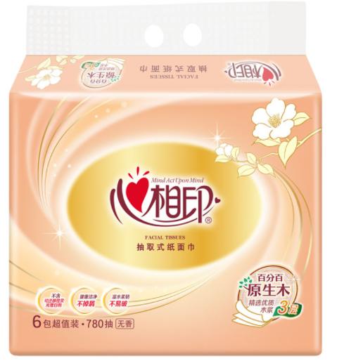 【亚欧超市】心相印红悦系列面巾纸130抽*6/提（新老包装随机发货） 商品图0