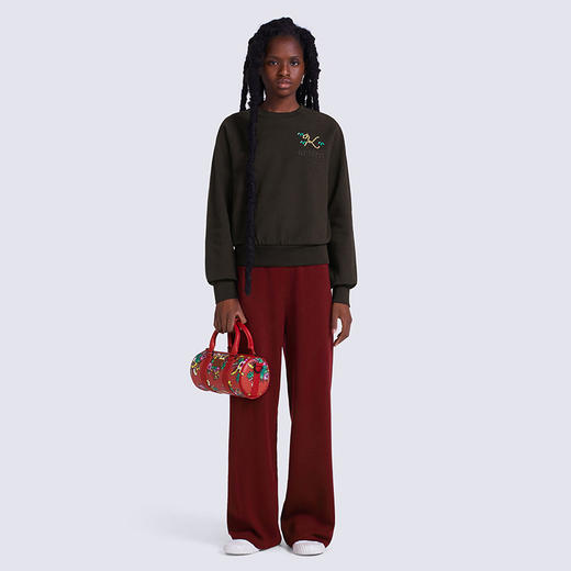 KENZO 高田贤三 女士棉质 TIGER TAIL K 徽标刺绣圆领长袖卫衣 黑色 FC62 SW658 4MF 99J 商品图3