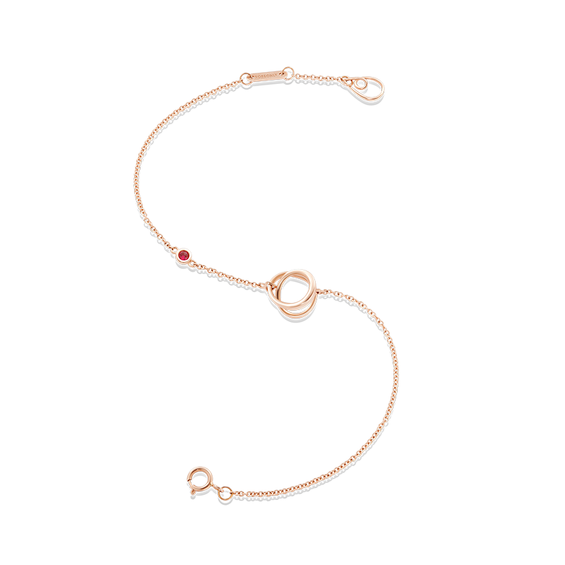 ROSEONLY 玫瑰系列-LOVE ROSE 手链首饰 18K玫瑰金镶红宝