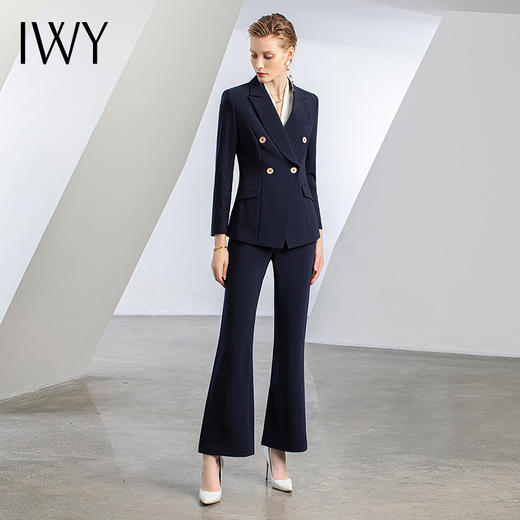 IWY/时尚高端设计感西装套装气质名媛职业装通勤藏青色高端正装C11355+P31355 商品图2