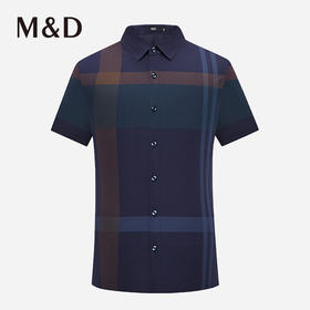 名盾商务男装撞色格纹短袖衬衫男夏季薄款新款透气中青年休闲衬衣
