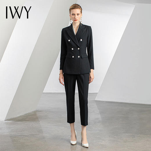 IWY/黑色高端职业西装套装女白领通勤正装工作服修身显瘦 OLC10433+P10433 商品图1