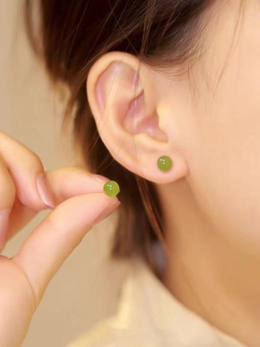 倾尽年华天然碧玉和田玉耳饰小众设计感高级耳环古风耳钉QS 商品图0