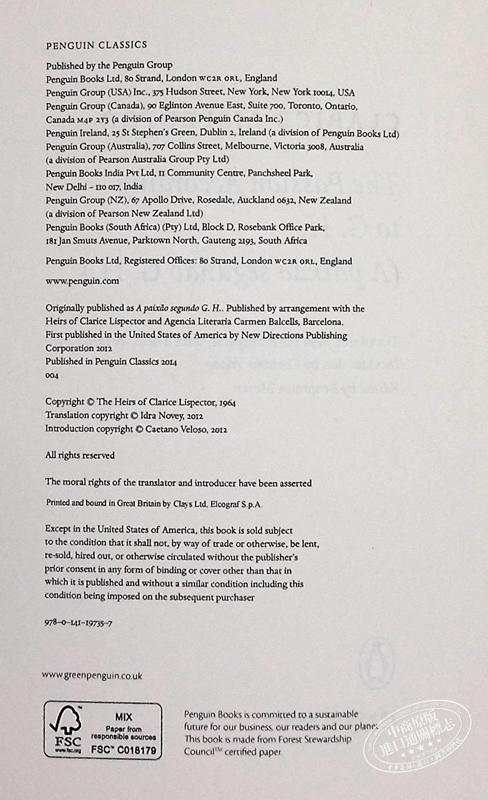 预售 【中商原版】克拉丽瑟 李丝贝朵 G H的热情 英文原版 Passion According to G H Lispector Clarice 商品图4