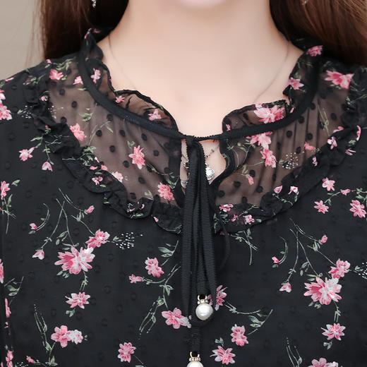 新款妈妈遮肚雪纺裙子气质碎花长袖连衣裙ME-XD11 商品图2