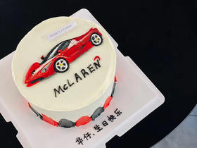跑车手绘男孩生日奶油蛋糕