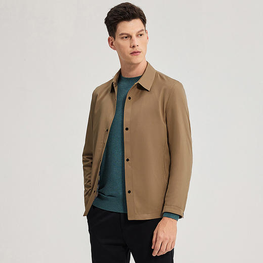 名盾商务男士2022秋冬新品翻领纯色夹克半职业遮肚薄款外套男 商品图0