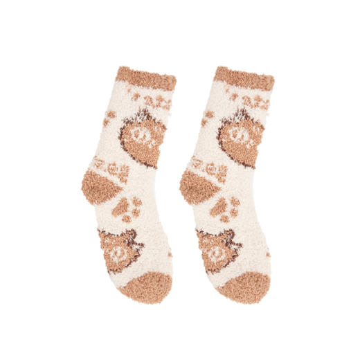 大英博物馆安德森猫和她的朋友们系列提花萌猫毛绒保暖地板袜 商品图4