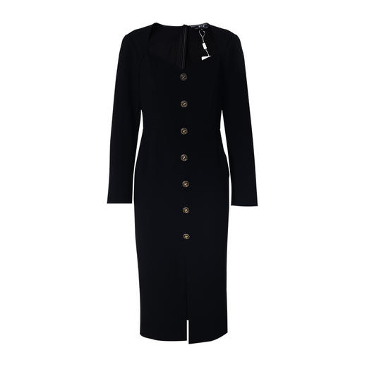 EITIE爱特爱秋季新款时尚性感大气桃心领黑色修身通勤连衣裙C2207016 商品图5