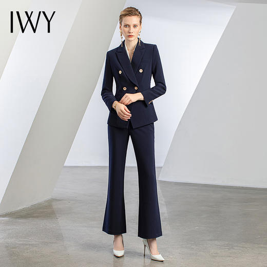 IWY/时尚高端设计感西装套装气质名媛职业装通勤藏青色高端正装C11355+P31355 商品图4