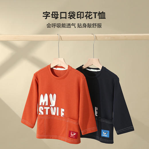 字母口袋印花T恤PQTX2201 商品图3